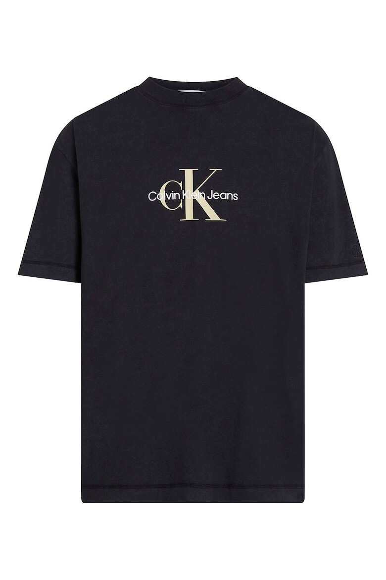 

Хлопковая футболка свободного кроя Calvin Klein Jeans, черный