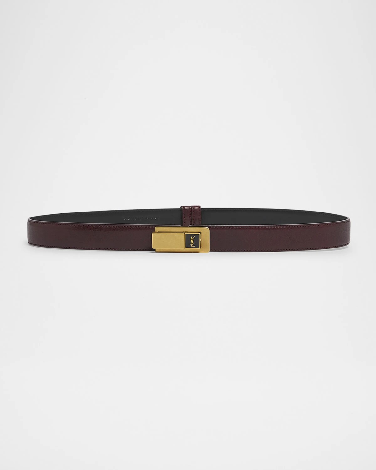 

Узкий кожаный ремень YSL Saint Laurent, цвет Hot Wine