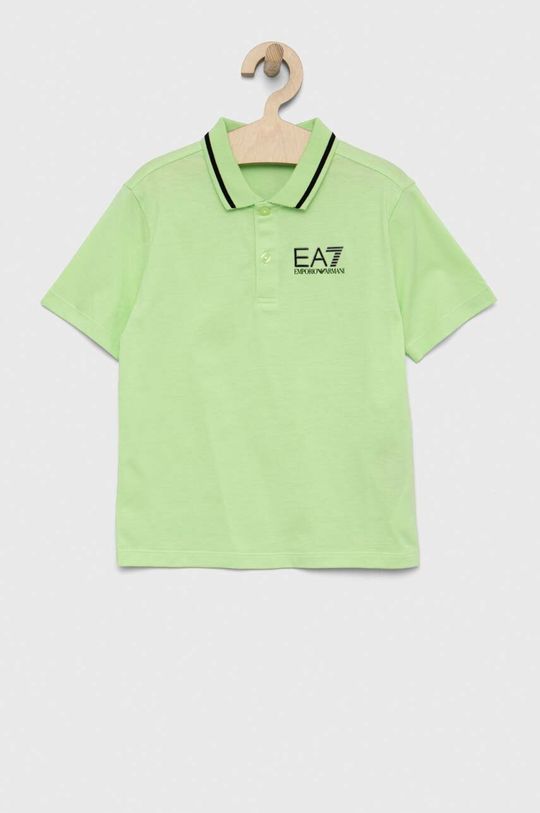 Детская хлопковая рубашка-поло EA7 Emporio Armani, зеленый