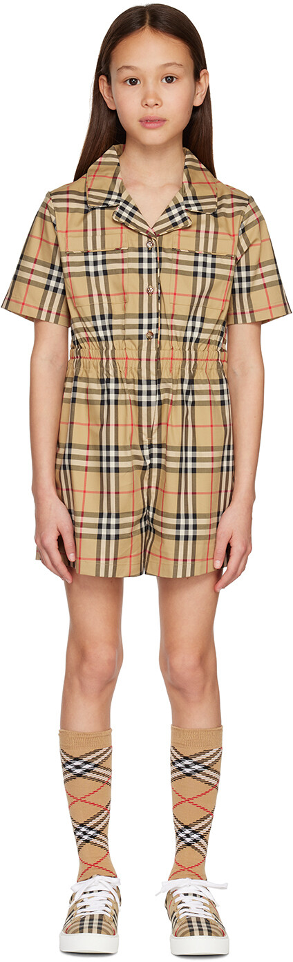 

Детский бежевый комбинезон в клетку Vintage Check Burberry