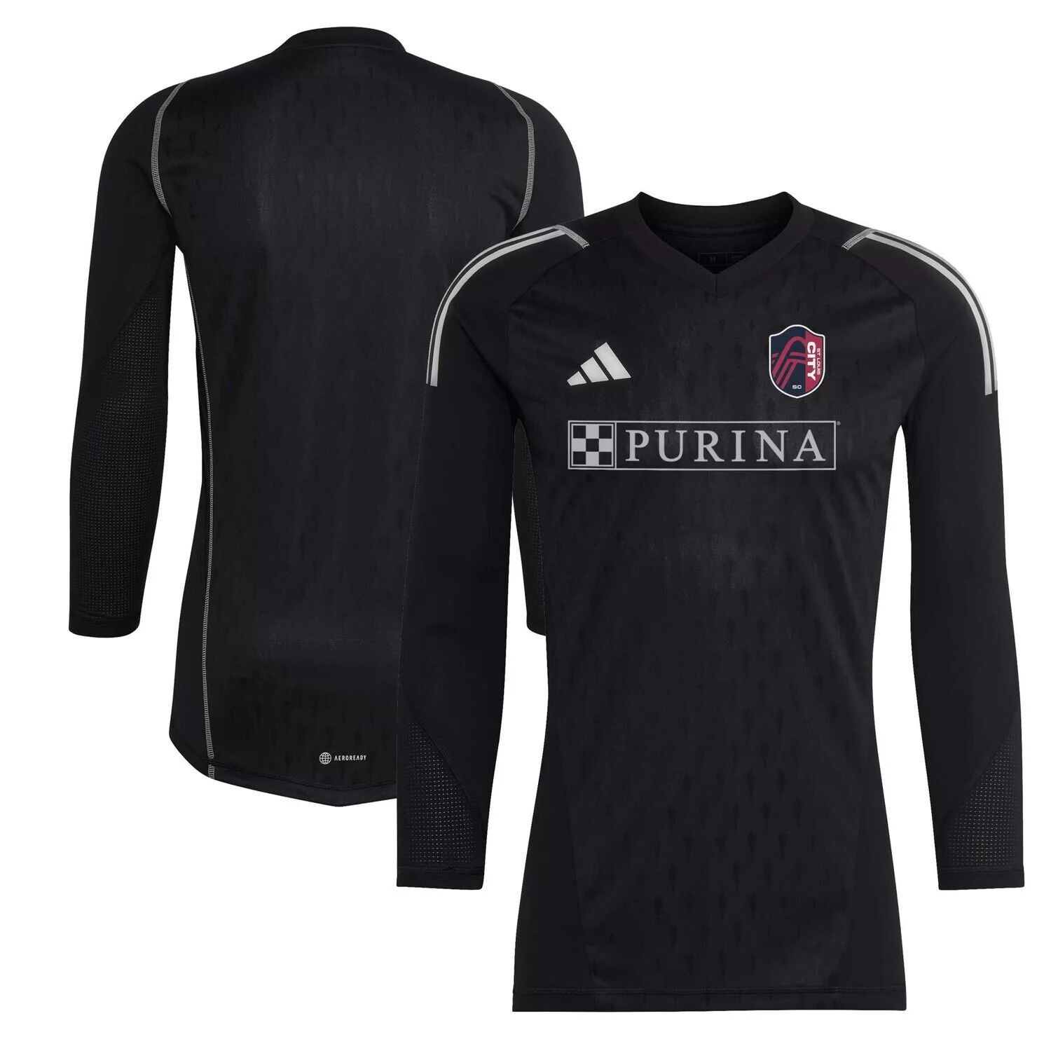 

Мужская черная футболка вратаря adidas St. Louis City SC 2023 с длинным рукавом (реплика)