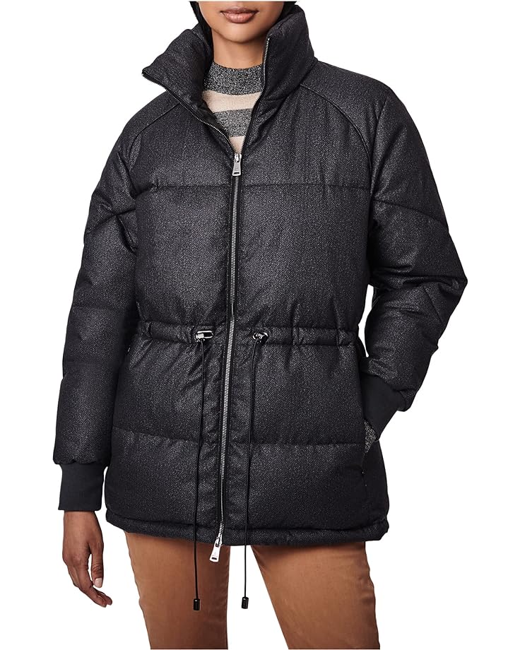 Куртка Bernardo Fashions Herringbone Heavy Puffer with Cinched Waist, черный цена и фото