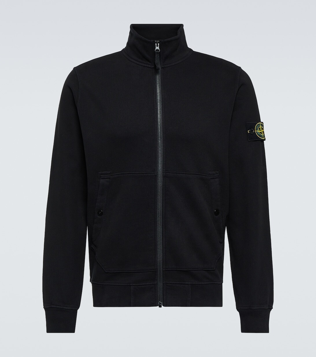 

Хлопковая толстовка на молнии с нашивкой-логотипом Stone Island, черный