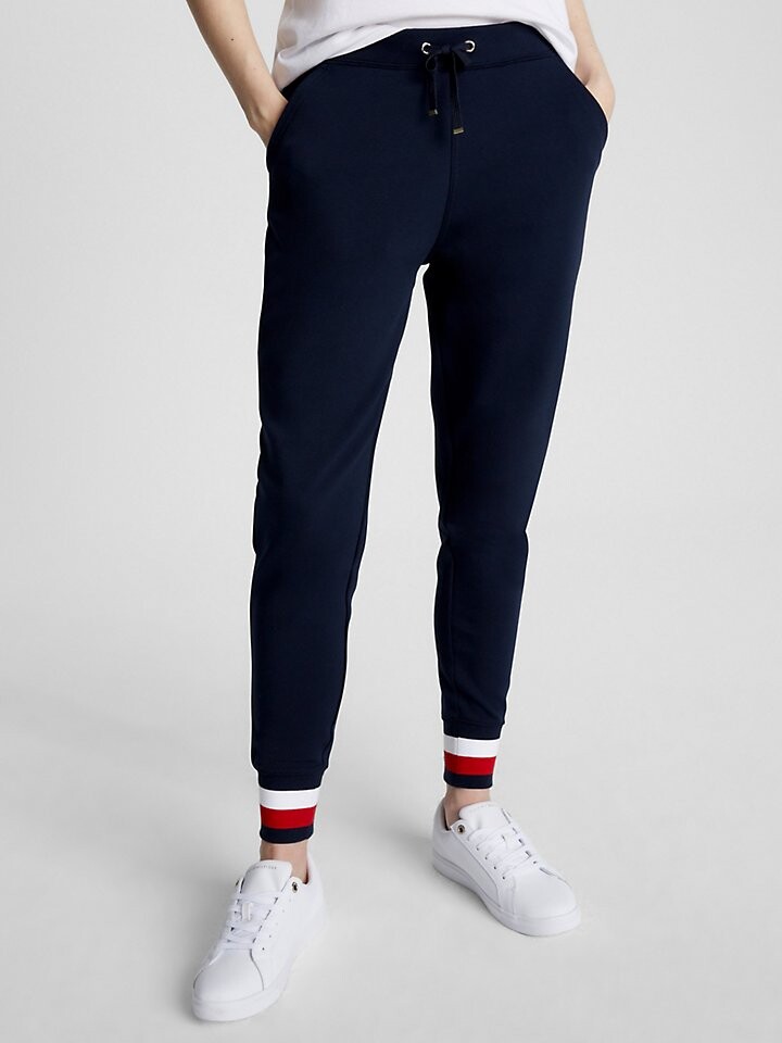 

Фирменные спортивные штаны с полосками на манжетах Tommy Hilfiger, Черный