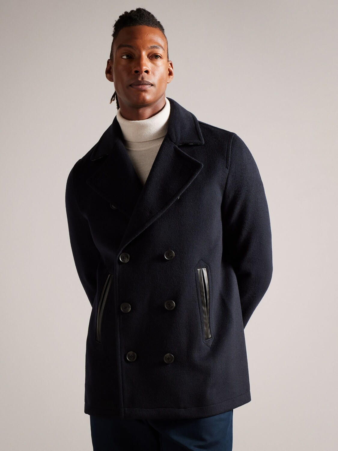 

Двубортное полушерстяное пальто Aldovie Ted Baker, темно-синий