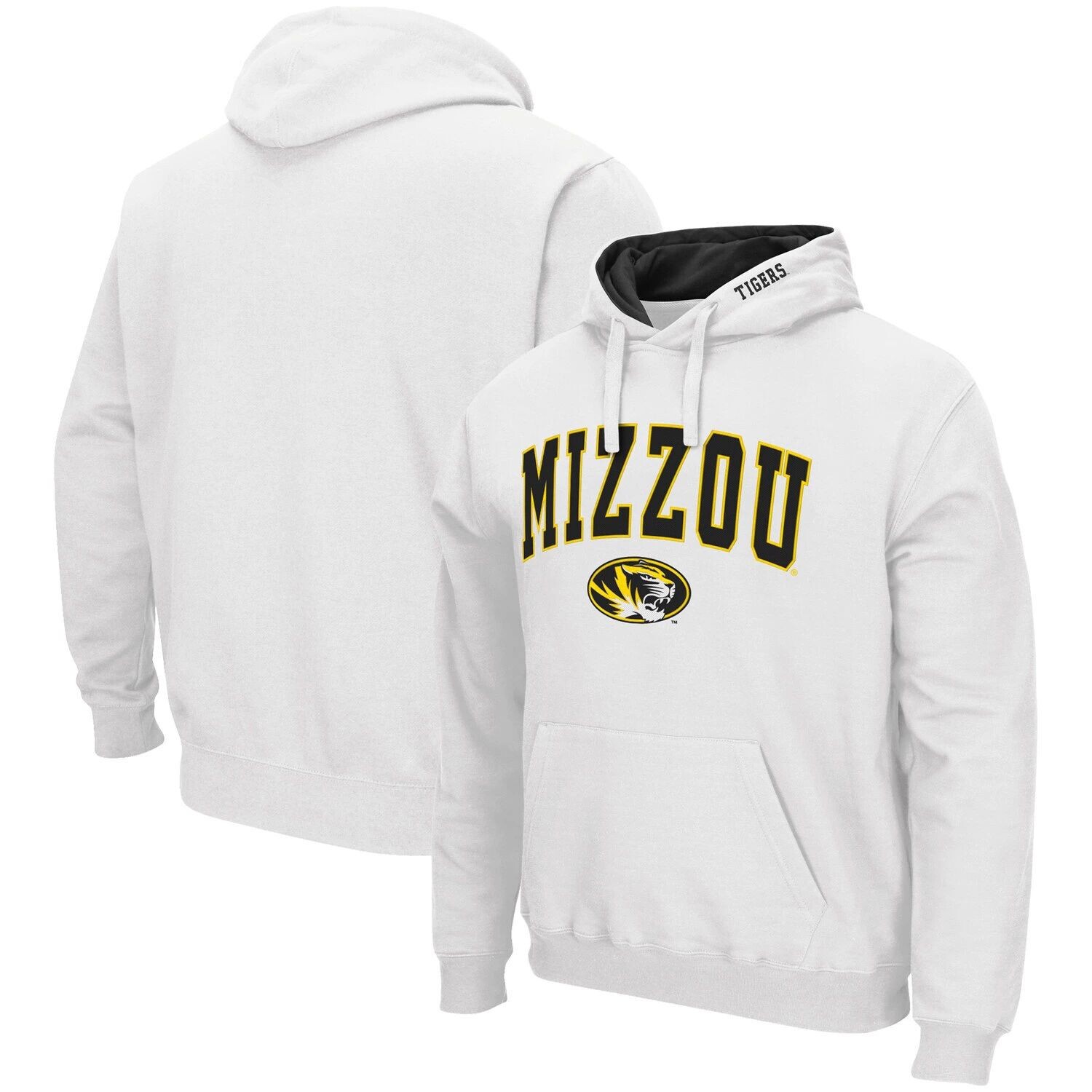 

Мужской белый пуловер с капюшоном Missouri Tigers Arch & Logo 3.0 Colosseum