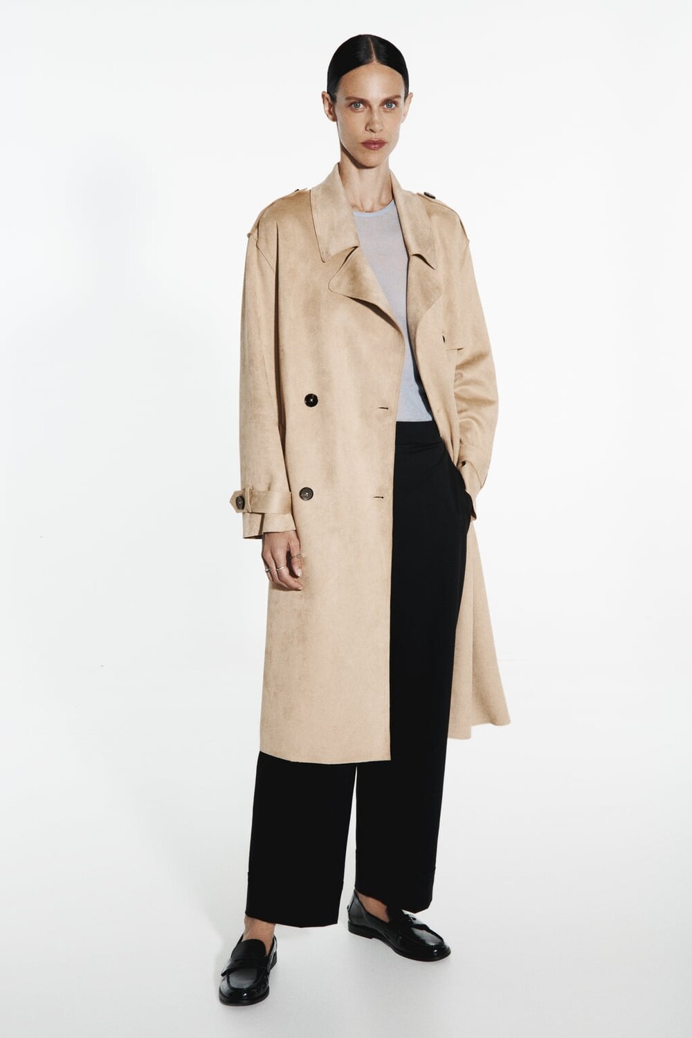 

Тренч из искусственной замши ZARA, кэмел