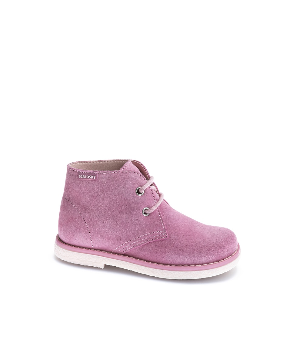 Кожаные ботильоны Pisacacas для девочки на шнуровке Pablosky, розовый кожаные туфли для девочки на шнуровке с нескользящей подошвой pablosky синий