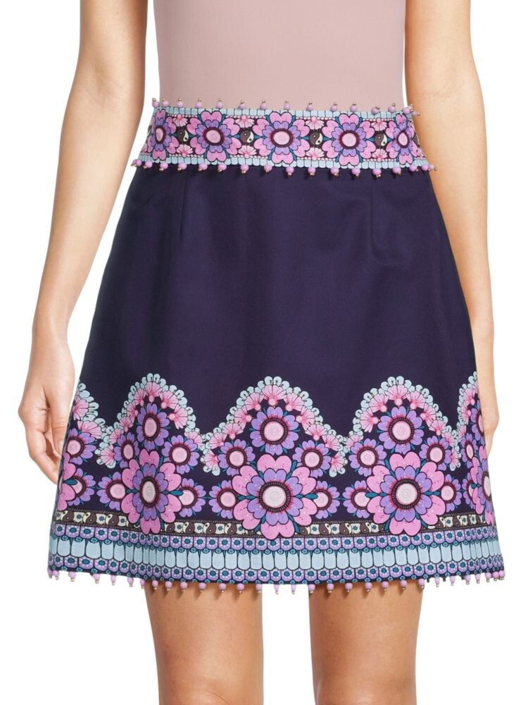 

Мини-юбка Celestial с цветочным принтом и бисером Zimmermann, цвет Navy Multi