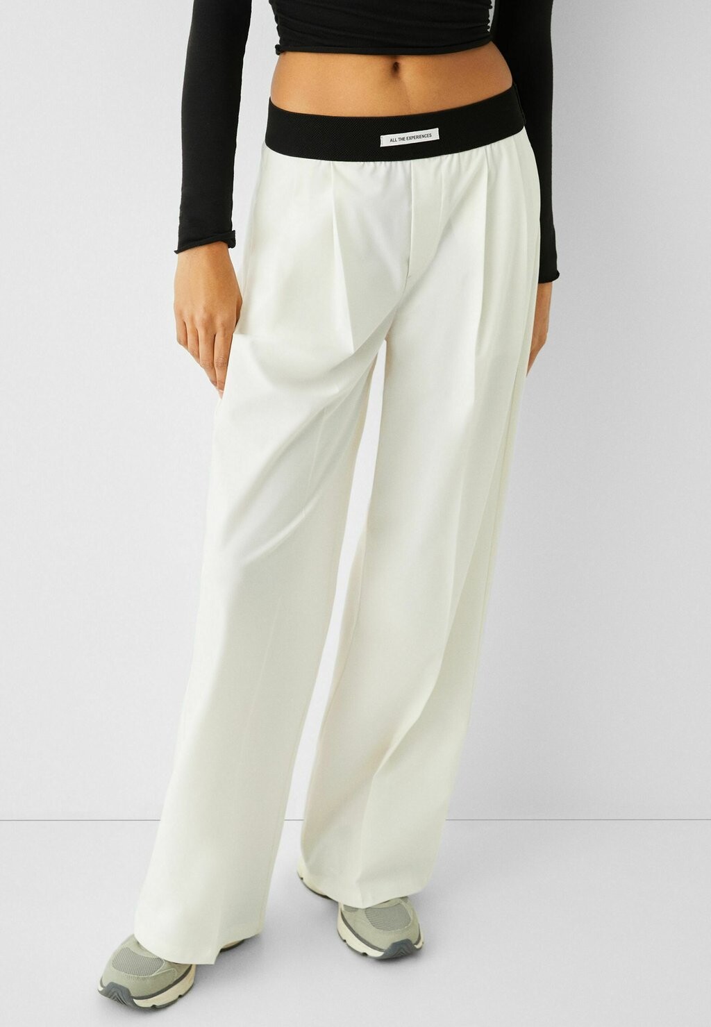 

Брюки Wide-Leg Tailored Elasticated Waistband Bershka, белый