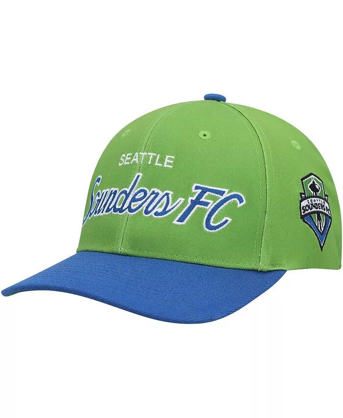 

Мужская зеленая эластичная бейсболка с бейсболкой Seattle Sounders FC Team Script 2.0 Mitchell & Ness, зеленый