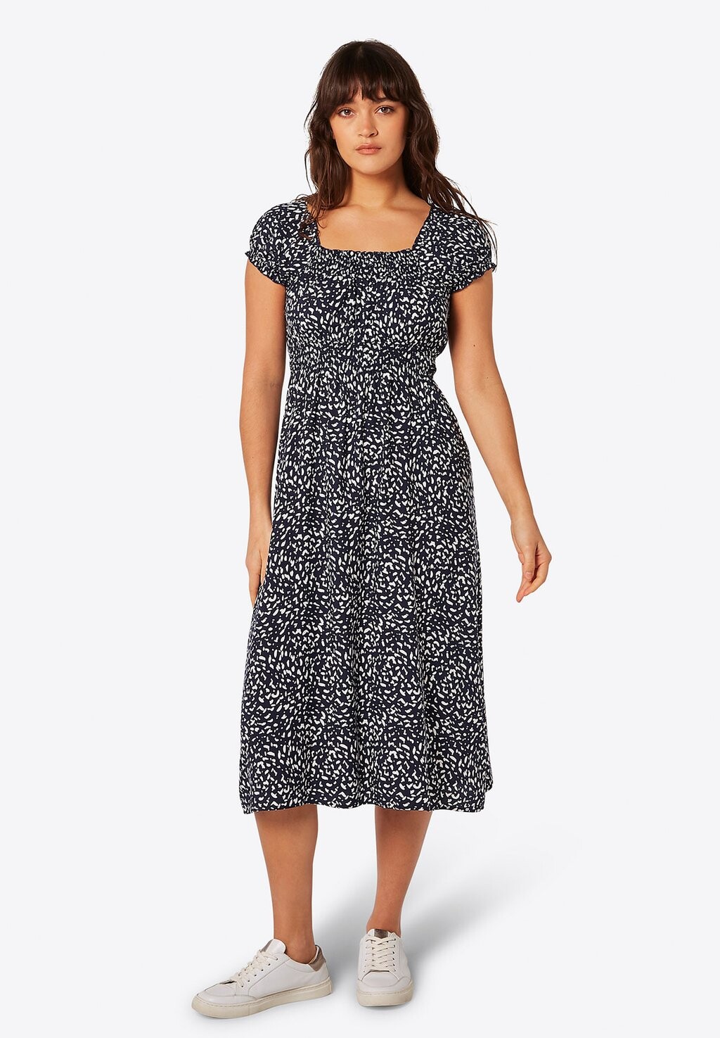 

Летнее платье Brush Spot Milkmaid Midi Apricot, цвет navy