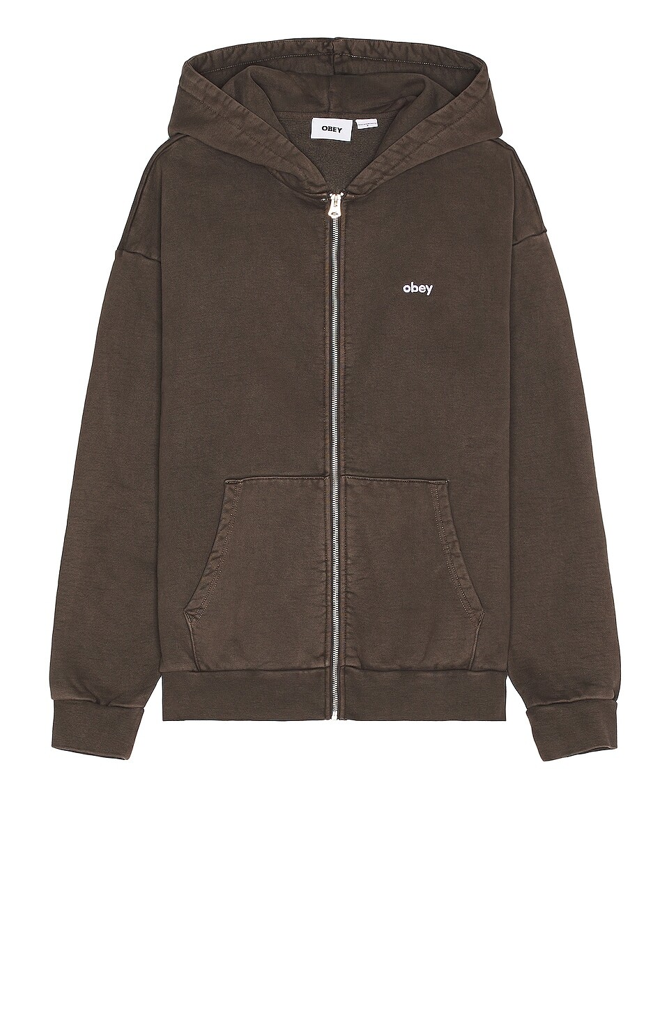 

Толстовка Obey Lowercase Pigment Zip, цвет Java Brown