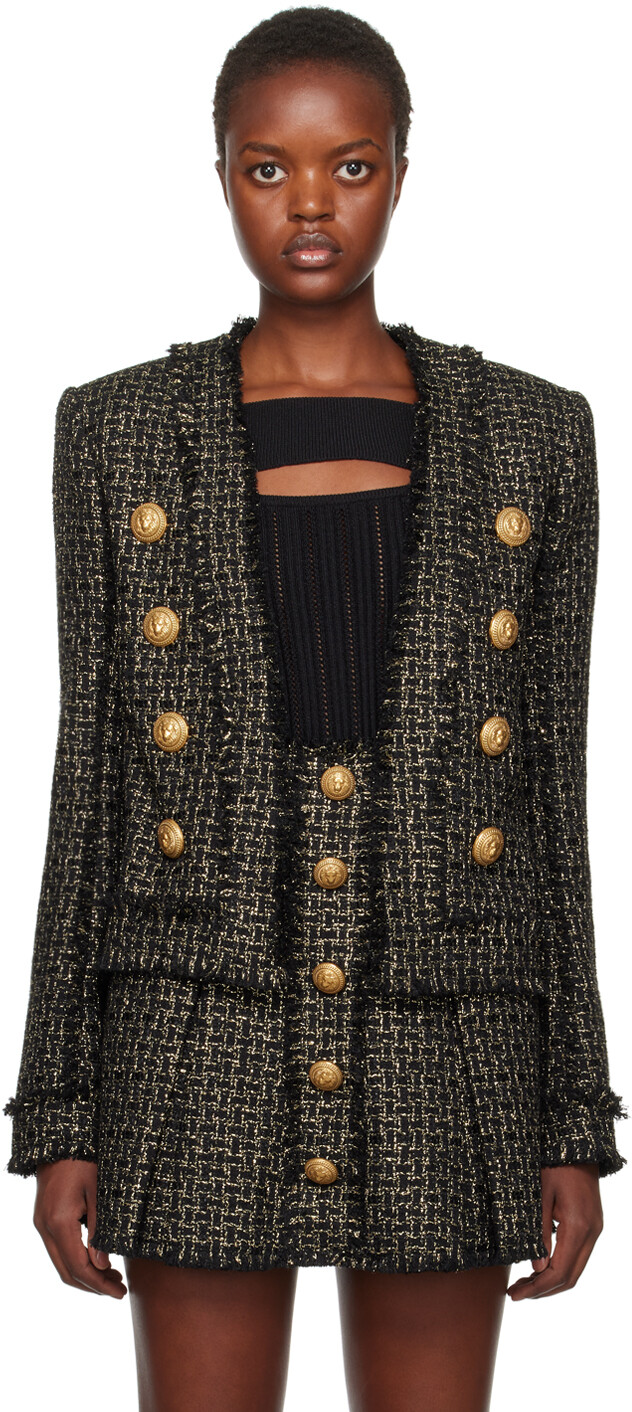 

Черная открытая куртка Balmain, Черный, Черная открытая куртка Balmain