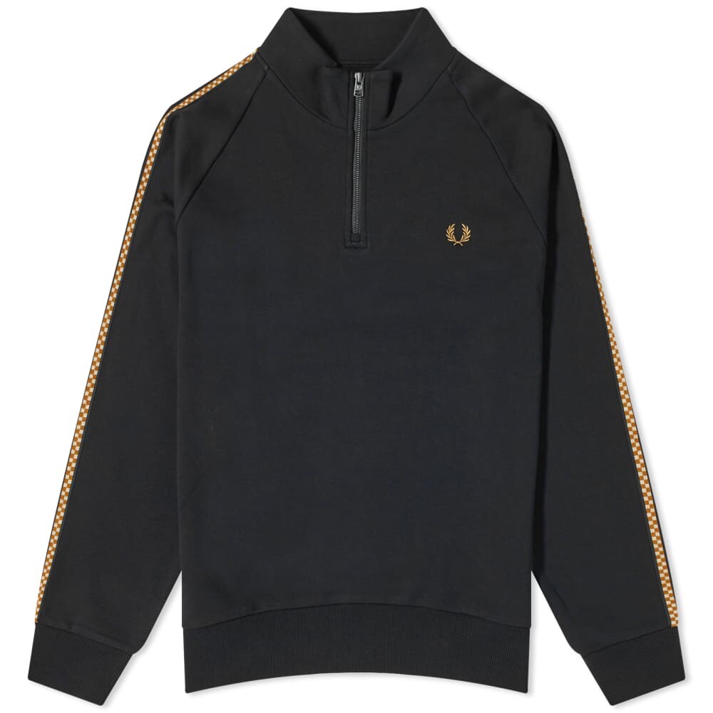 

Свитшот Fred Perry с клетчатой ​​тесьмой и полумолнией, черный