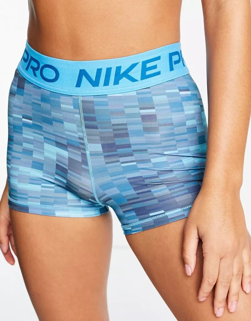 

Синие шорты Nike Pro Training dri fit размером 3 дюйма с цифровой графикой
