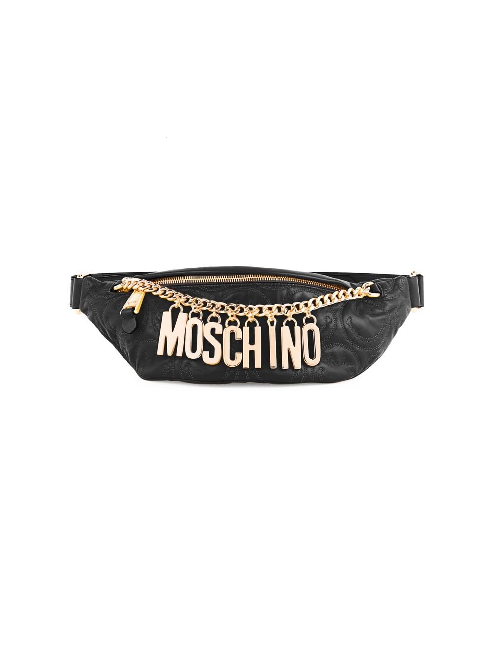 

Кожаная поясная сумка с тиснением Smiley Moschino, черный