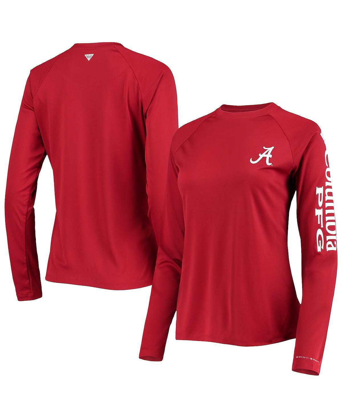 Женская футболка Crimson Alabama Crimson Tide PFG Tidal с длинным рукавом Columbia