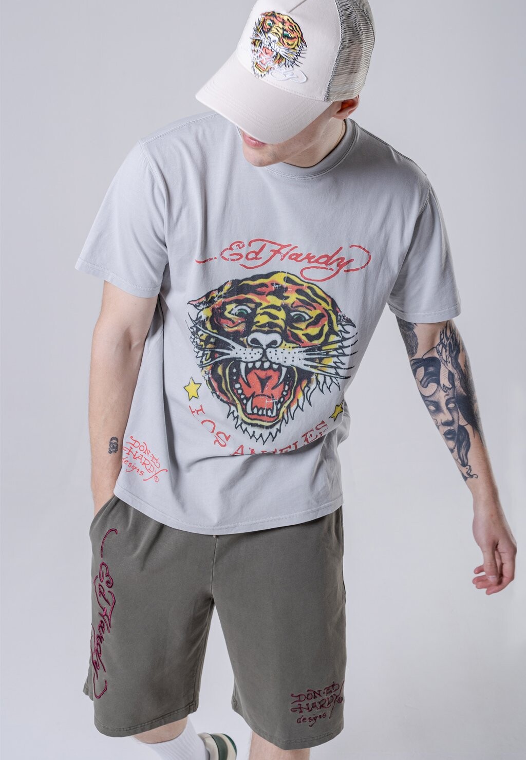 

Шорты Nu-Drag Back Ed Hardy, цвет washed khaki