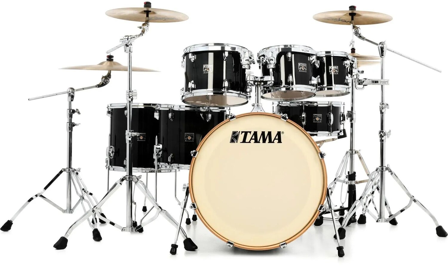

Набор из 7 предметов Tama Superstar Classic CL72S с малым барабаном — прозрачный черный лак Burst