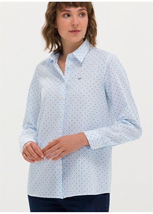 

Синяя женская рубашка с рубашечным воротником U.S. Polo Assn.