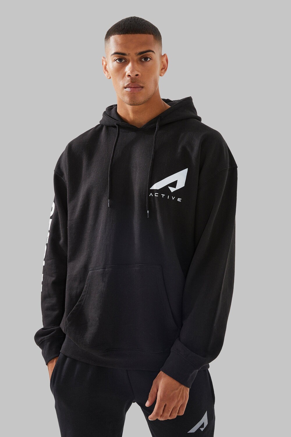 

Официальная худи oversize man active Boohoo, черный