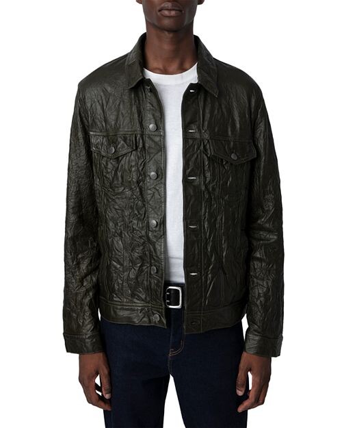 

Кожаная куртка-рубашка Base с мятой отделкой Zadig & Voltaire, цвет Black
