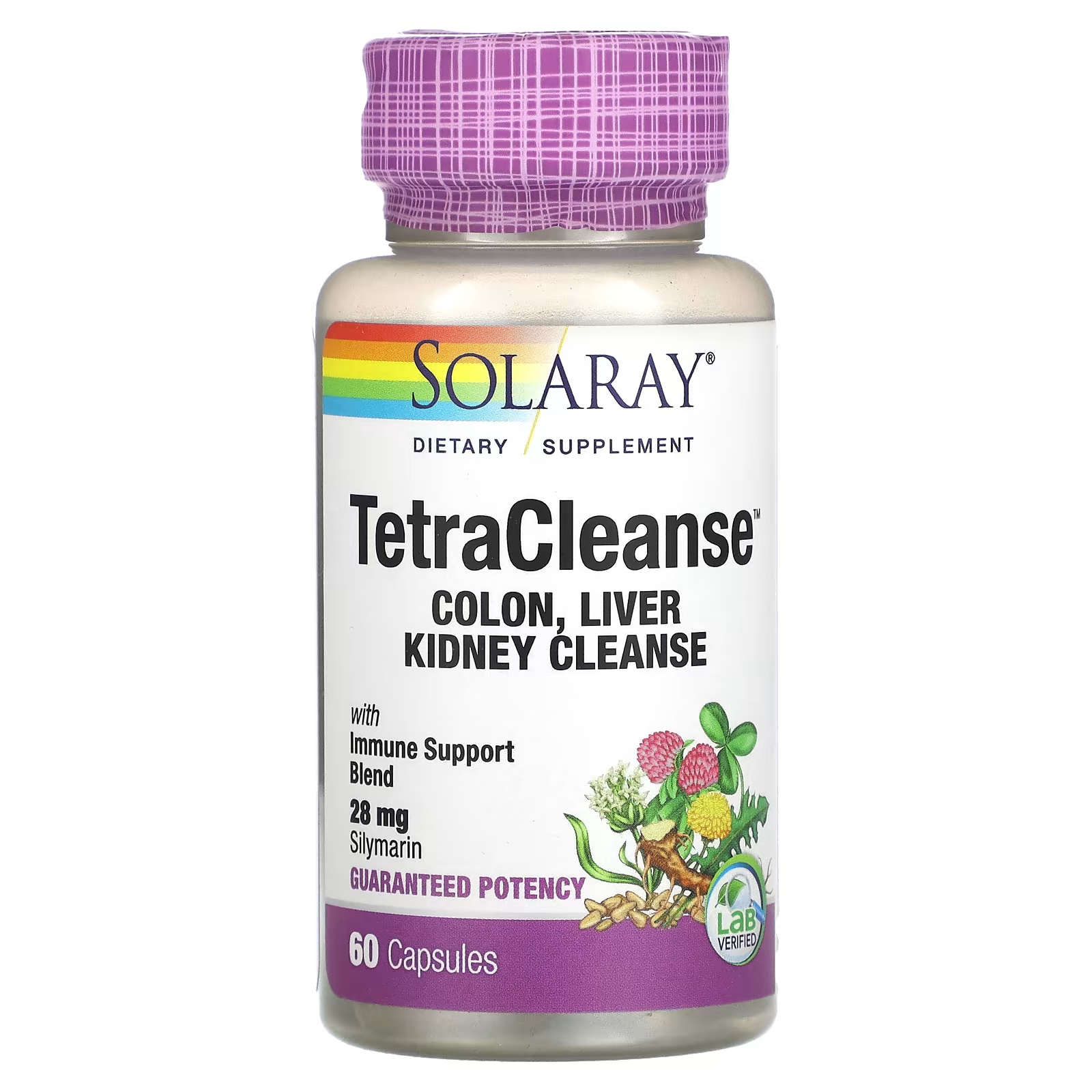 Пищевая добавка Solaray Tetra Cleanse, 60 капсул пищевая добавка solaray формула силимарина для печени 60 растительных капсул