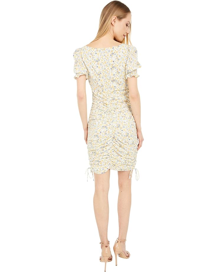 Платье Bardot Rouched Mini Dress, цвет Soft Yellow Floral