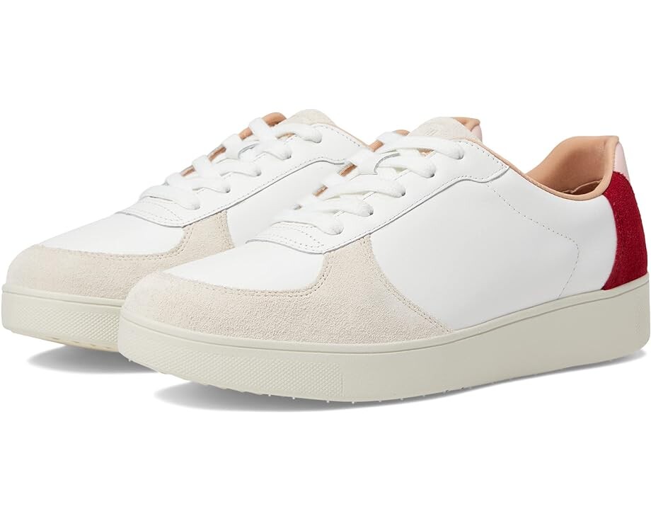 

Кроссовки FitFlop Rally Leather/Suede Panel Sneakers, цвет Urban White/Rich Red