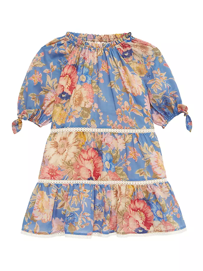 Мини-платье August с пышными рукавами для маленьких девочек и девочек Zimmermann Kids, синий