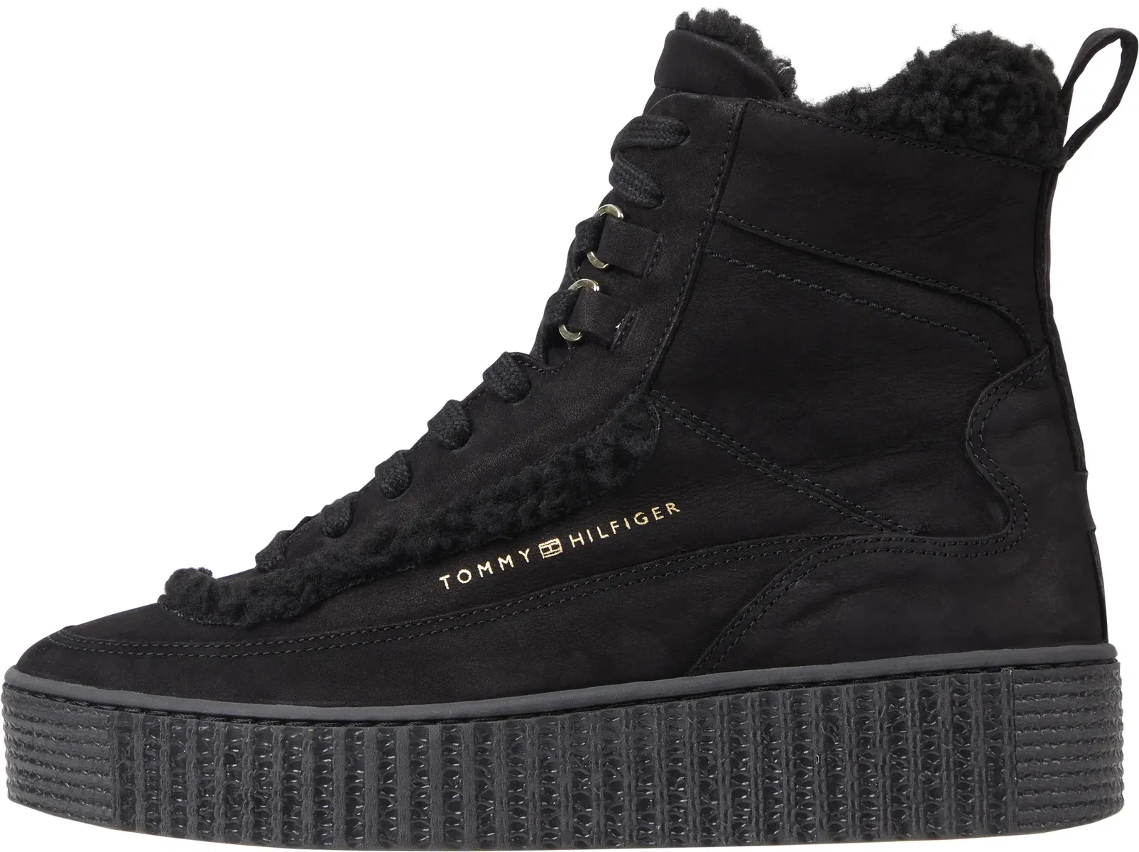 

Зимние ботинки Tommy Hilfiger "ESSENTIAL LACE UP WARMBOOTIE" с отделкой из искусственного меха, черный
