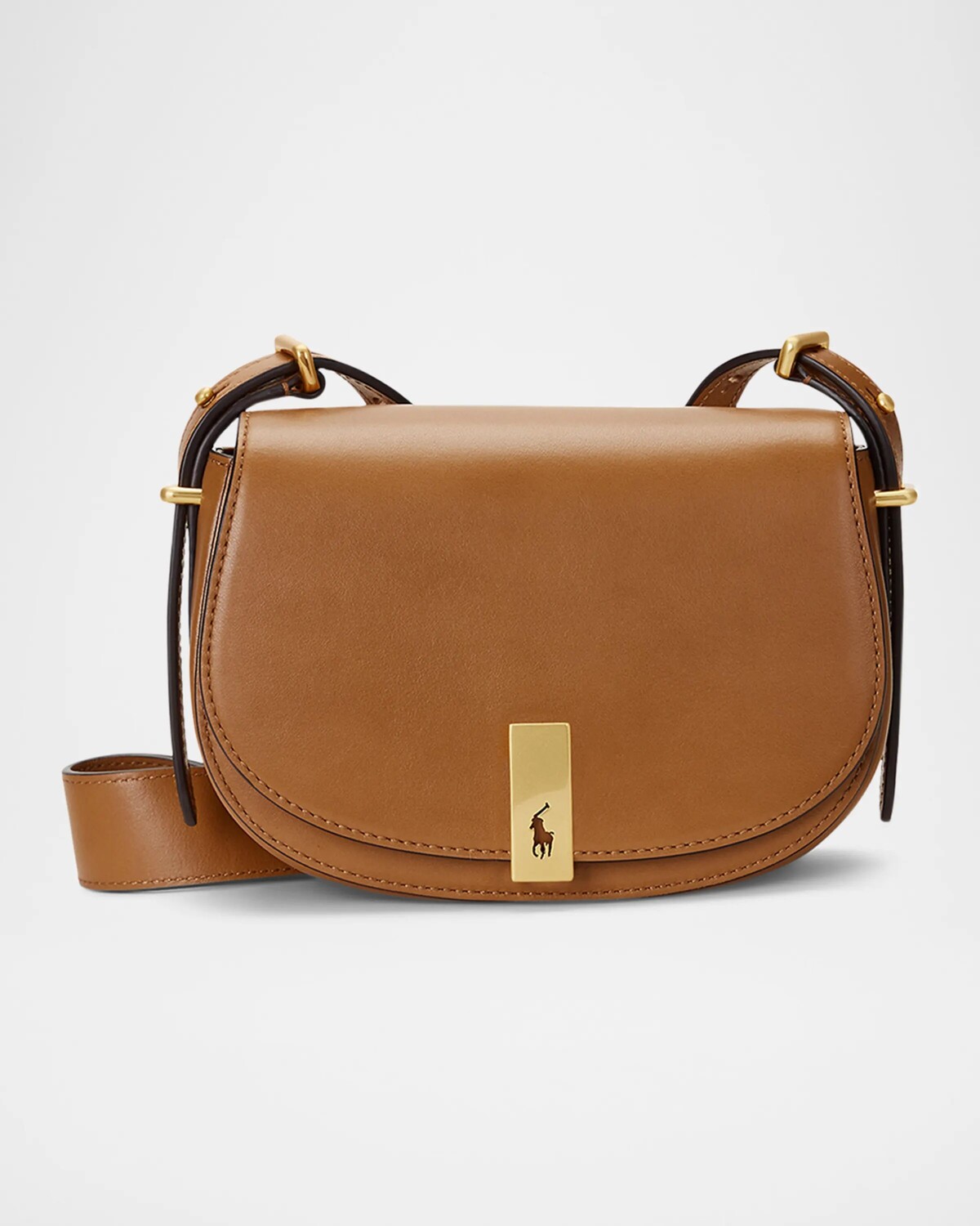 

Миниатюрная седельная сумка Polo ID из телячьей кожи Polo Ralph Lauren, цвет Tan