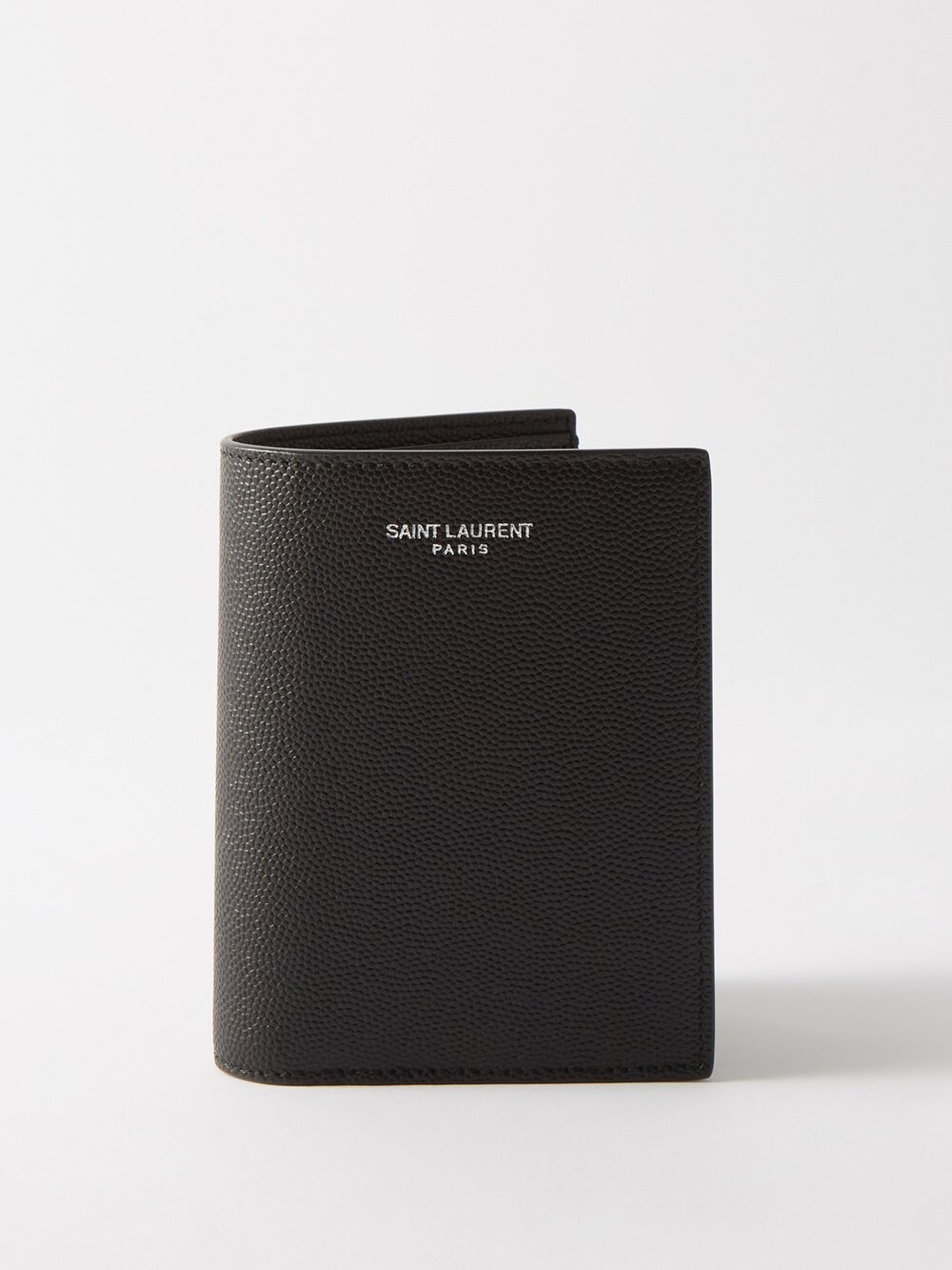 

Картхолдер из зерненой кожи с логотипом Saint Laurent, черный