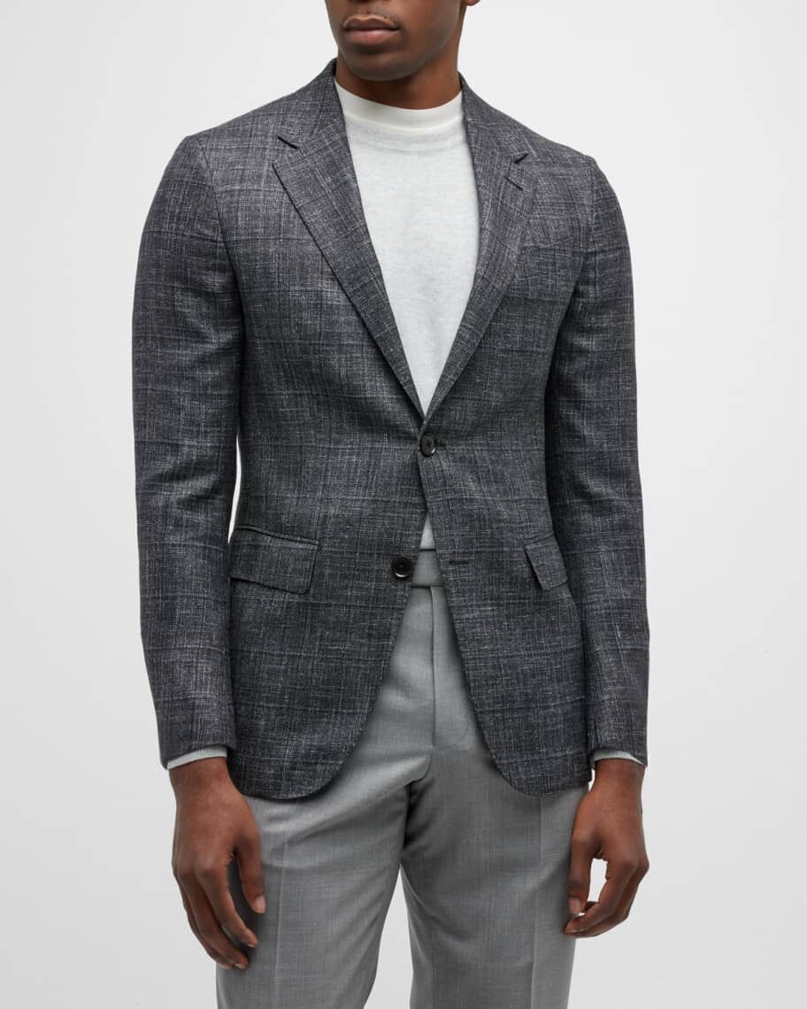 

Мужское спортивное пальто из смесовой шерсти в клетку ZEGNA, Серый