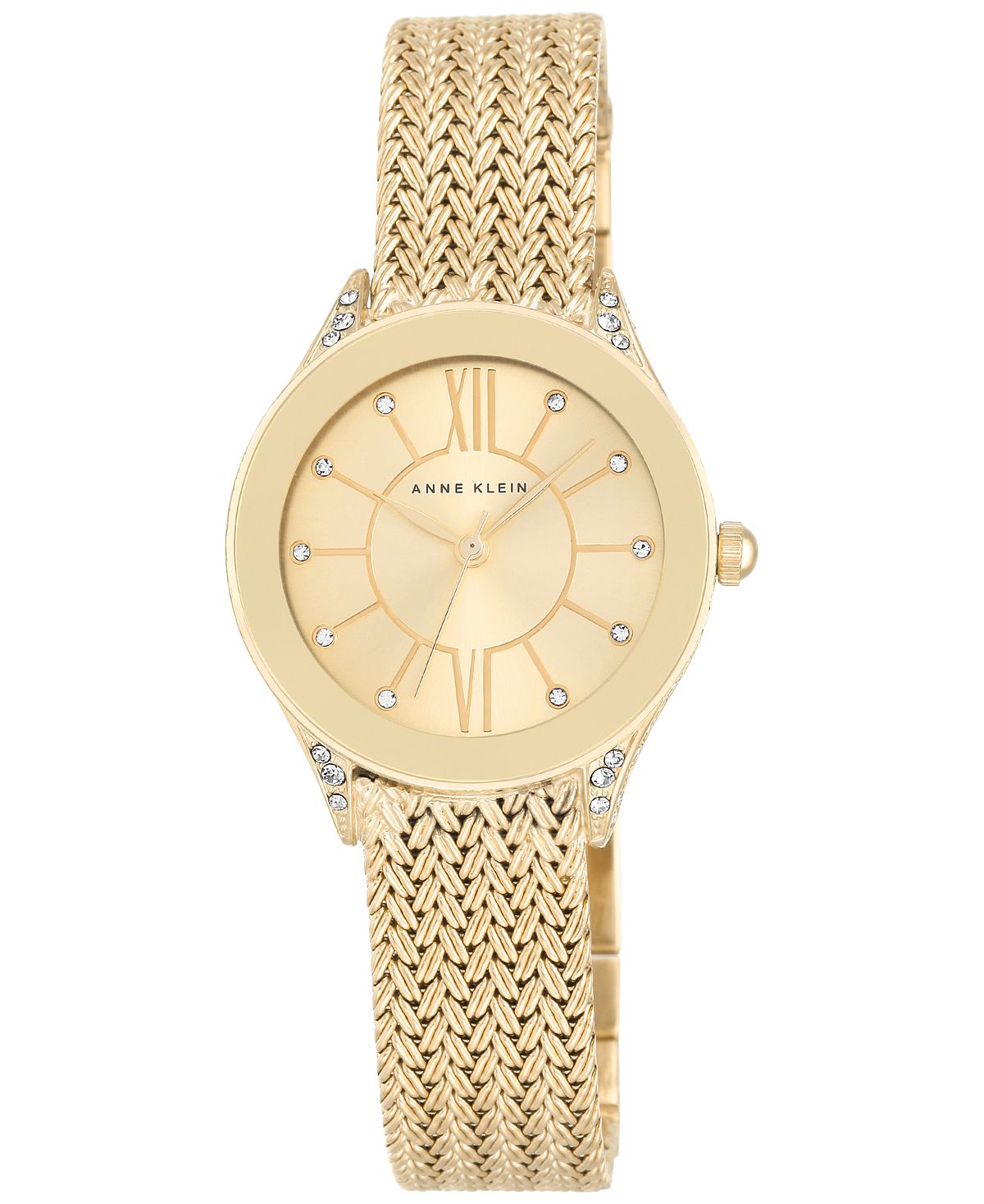 Женские золотистые часы с сетчатым браслетом из нержавеющей стали 30 мм AK-2208CHGB Anne Klein, золотой