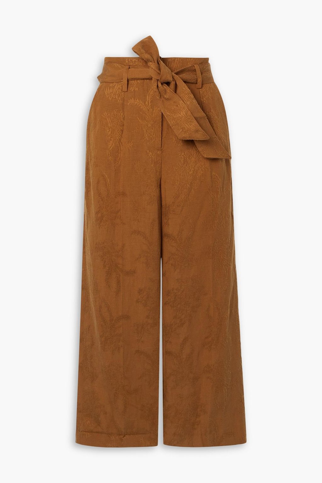 Укороченные широкие брюки Vitha из модала и жаккарда из смесового льна VERONICA BEARD, кэмел