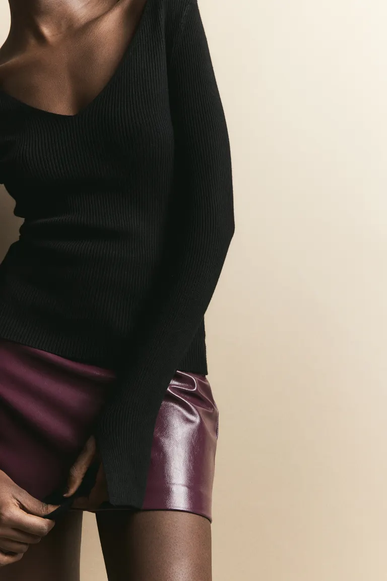 

Блузка из эластичного трикотажа H&M, черный
