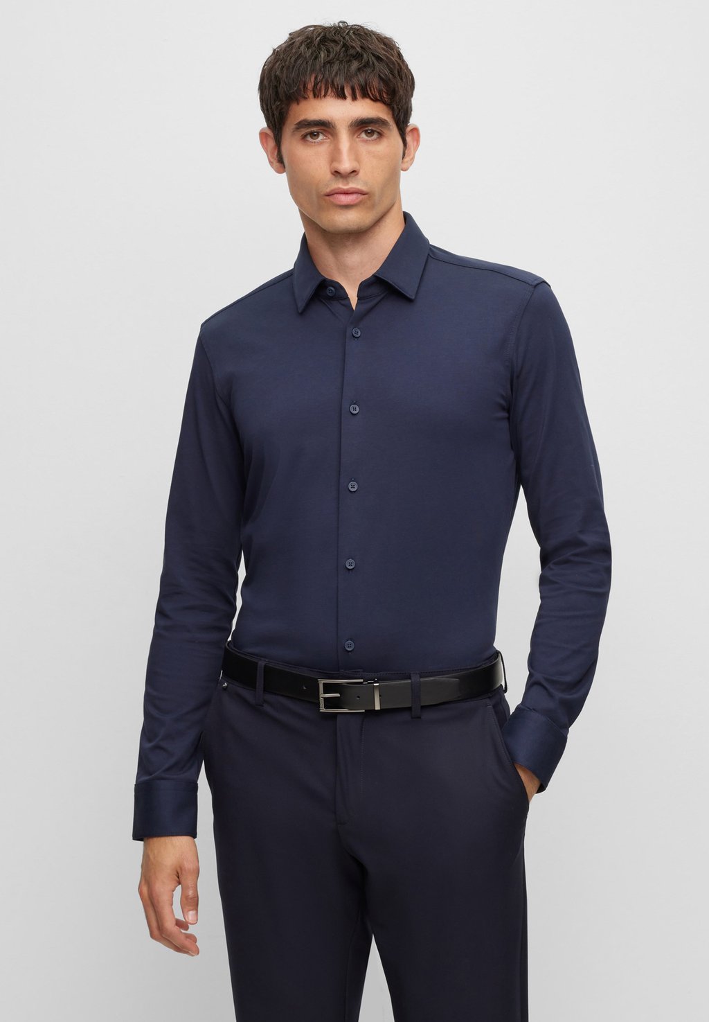 Классическая рубашка Slim Fit Langarm BOSS, цвет dark blue