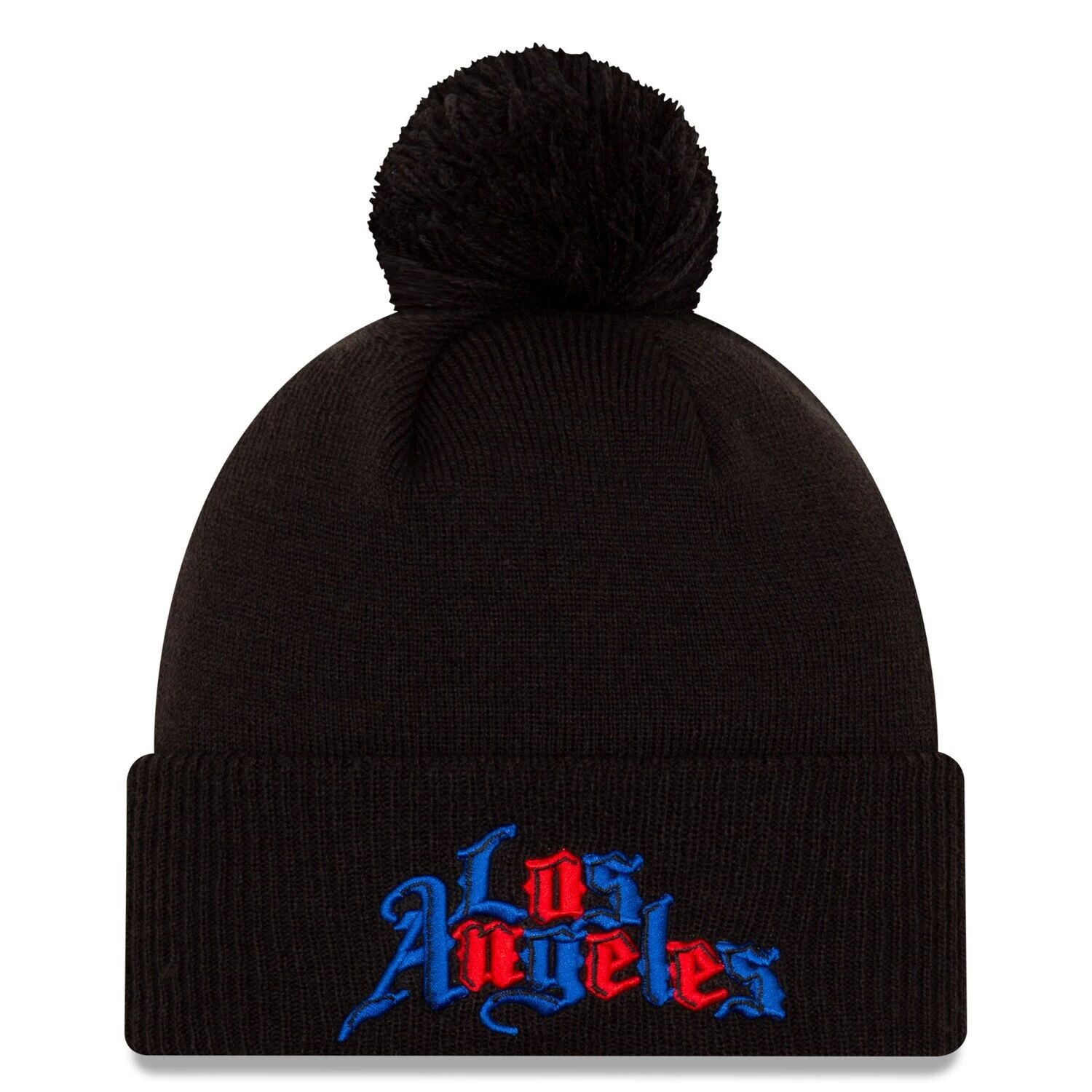 

Мужская черная вязаная шапка New Era LA Clippers 2020/21 City Edition с помпонами и манжетами