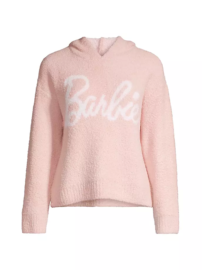 Свитер с капюшоном и логотипом CozyChic Barbie Limited Edition Barefoot Dreams, белый халат cozychic lite barbie robe barefoot dreams цвет dusty rose white
