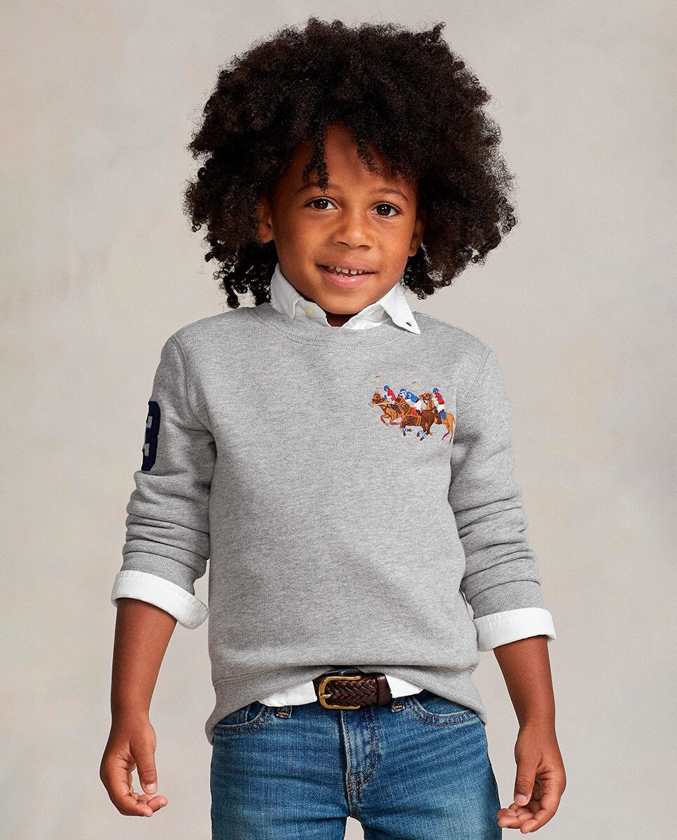 

Серая хлопковая толстовка для мальчика Polo Ralph Lauren, серый