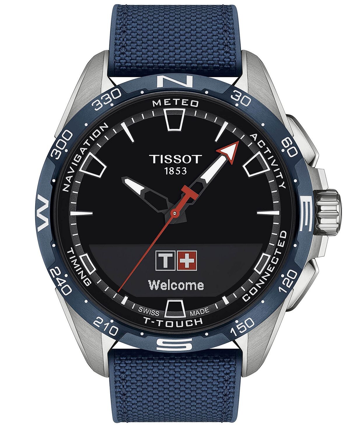 

Мужские смарт-часы Swiss T-Touch Connect Solar Blue с текстильным и кожаным ремешком, 48 мм Tissot