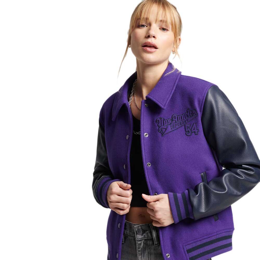 Куртка Superdry Mixed Varsity Bomber, фиолетовый