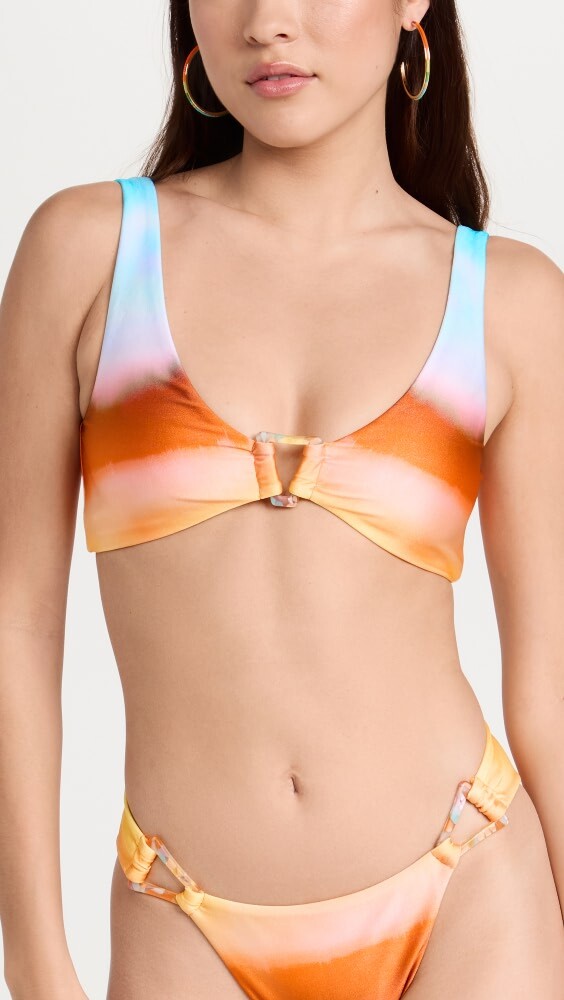 

Бикини топ SIMKHAI Astrid Printed Satin Swimwear Ring