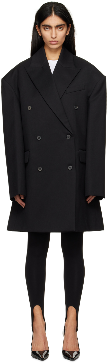 Черное двубортное пальто Wardrobe.Nyc, цвет Black