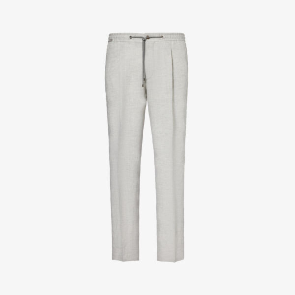 

Зауженные льняные брюки с завязками на талии Corneliani, бежевый