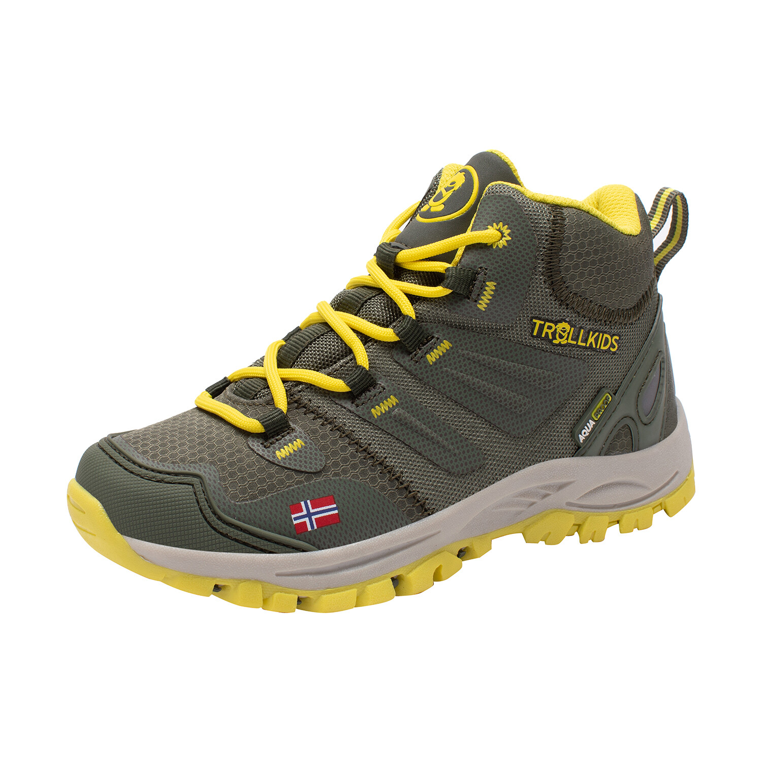 

Кроссовки Trollkids Hiker Mid Rondane, цвет Lehmgrün/Gelb
