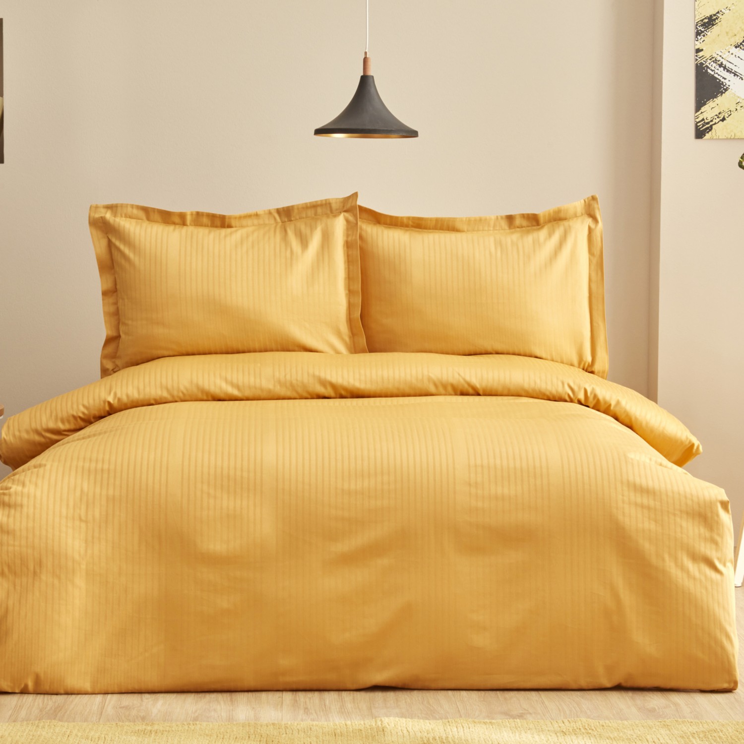 Karaca Home Uniq Комплект постельного белья из 100% хлопка с двойным атласом горчичного цвета