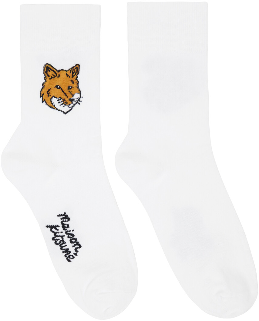 

Носки с головой белой лисы Maison Kitsune, цвет White